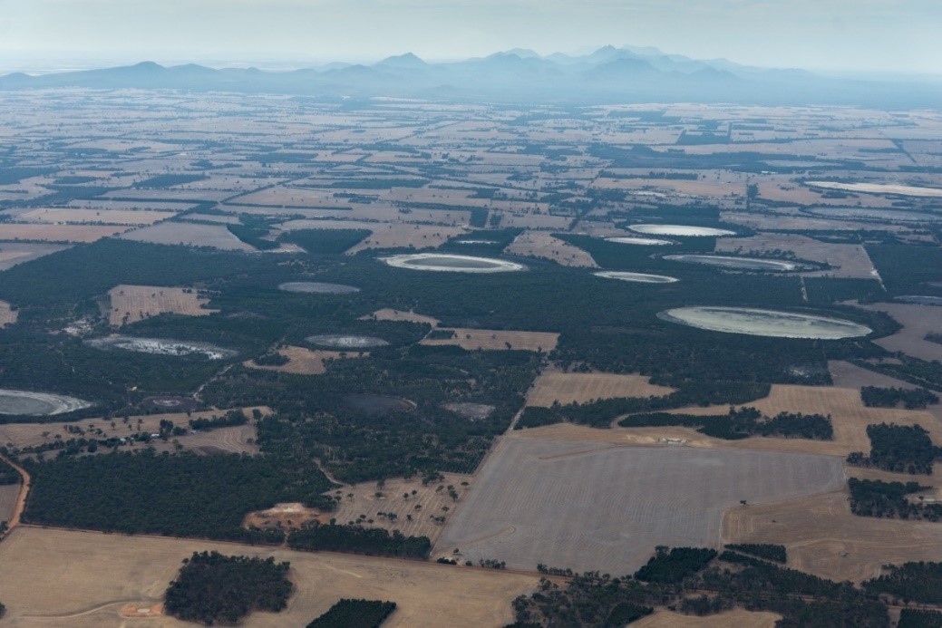 Aerial view of Balijup farm showing large areas of vegetation