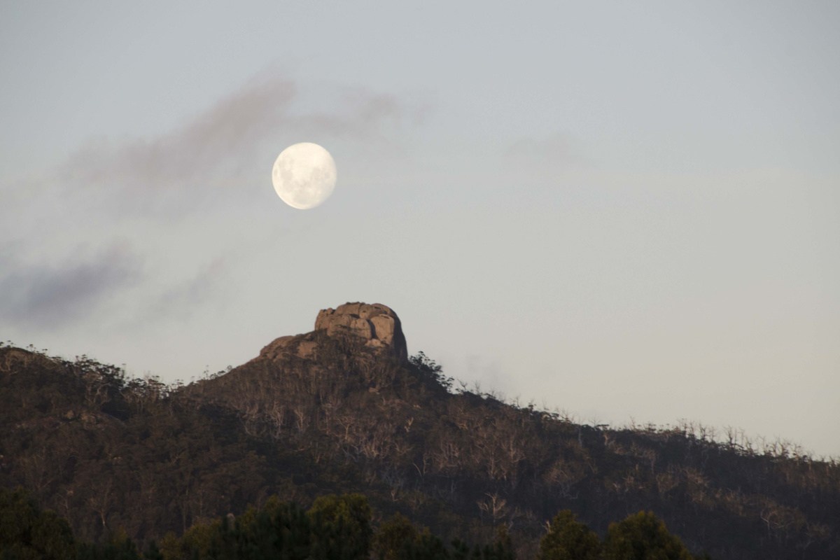 Full moon over rocky range