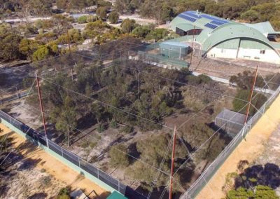 Aerial view of mallee fowl enclosure at Yongergnow