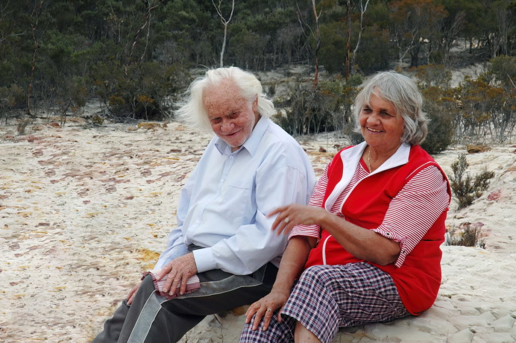 Averil and her brother Jack Williams on country at Anderson Lake sharing their cultural knowledge