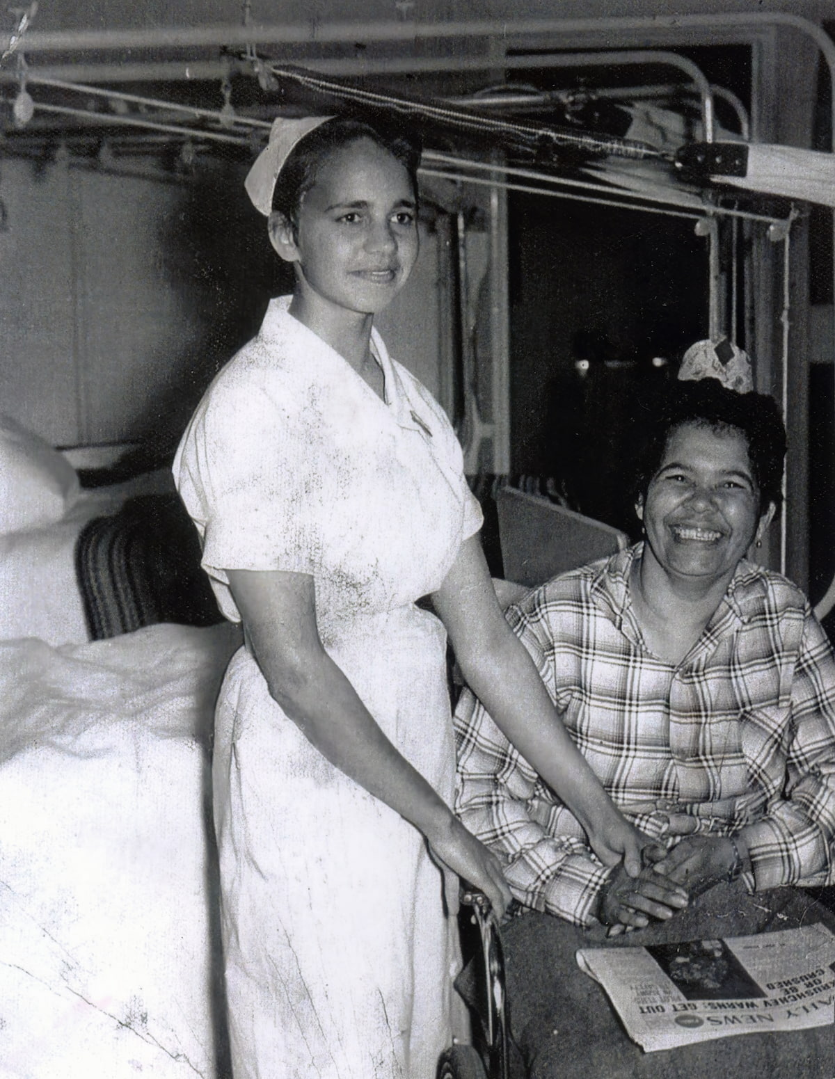 Averil nursing at Royal Perth hospital with Curly Gillespie in about 1958