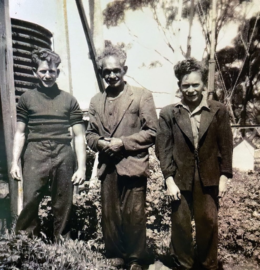 Averil’s father Len Williams with her brothers Hartley (left) and Jack on their way to work