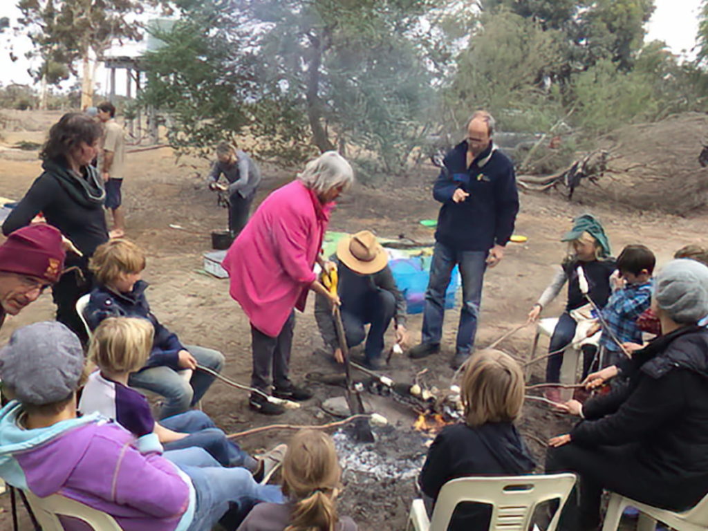 Averil doing a cultural lesson with students from Spirit of Play Community School, Denmark