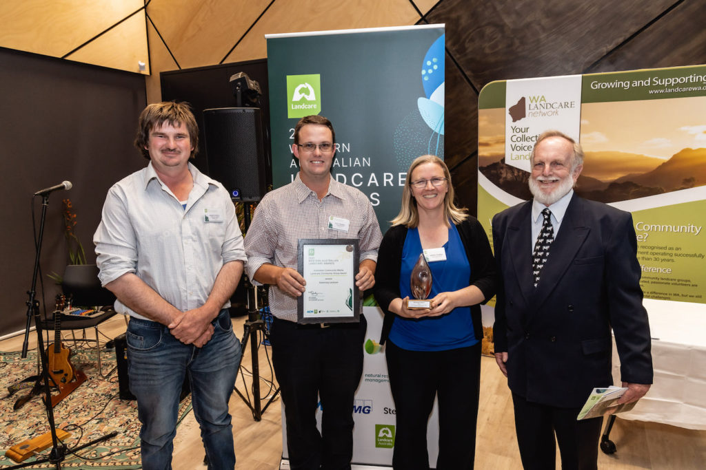 Image of Jeremy Kowald, Scott Newbey and Andrea Salmond of Katanning Landcare and Mal Gill from Australian Community Media