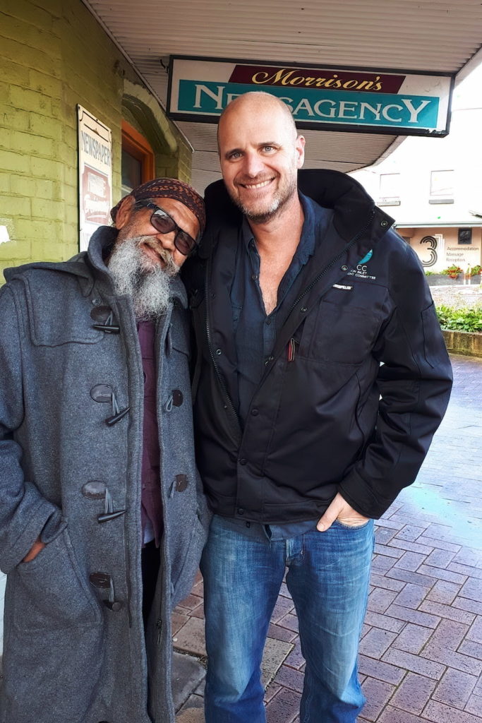 Image of Pibulmun Wadandi Elder Uncle Wayne Webb with Shaun Ossinger. 