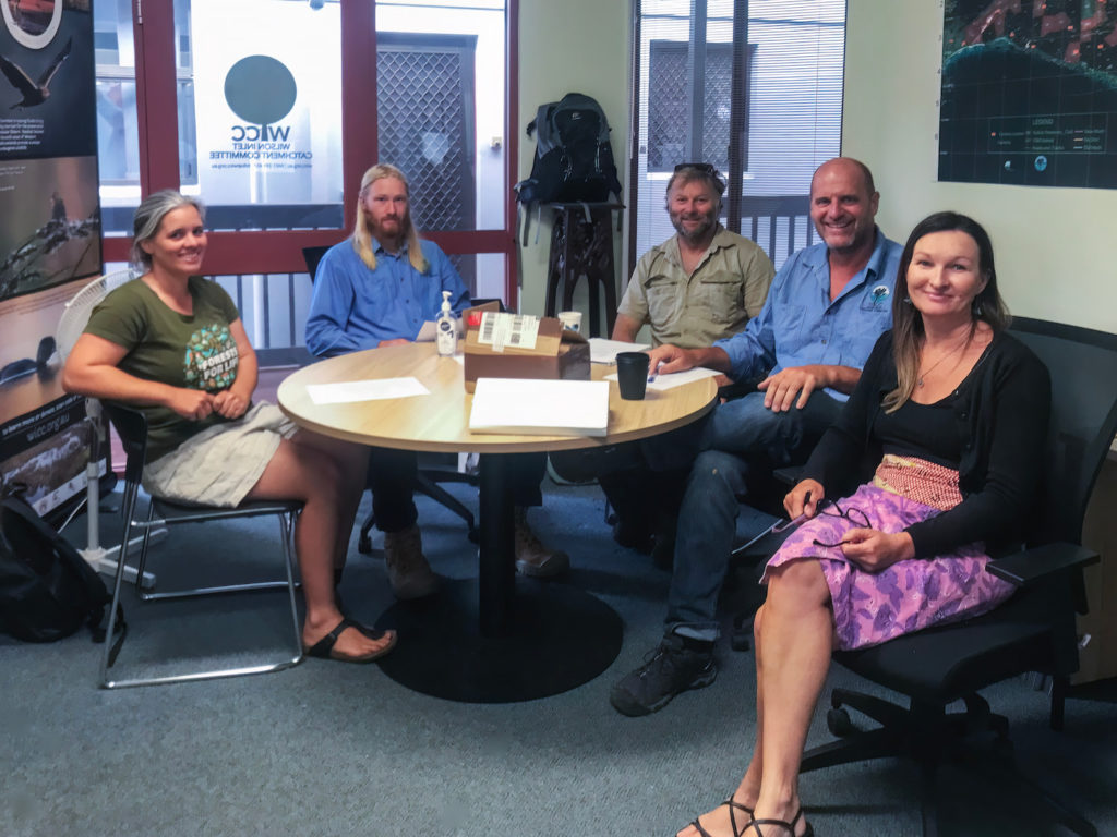 Image of the WICC team (L to R): Kylie Cook, Sustainable Agriculture Project Officer; Terran Ablett, Waterways Project Officer; Tim Gamblin, Biodiversity Project Officer; Shaun Ossinger, Executive Officer; Corrina Ossinger, Communications Officer. Picture: Anthony Endacott.